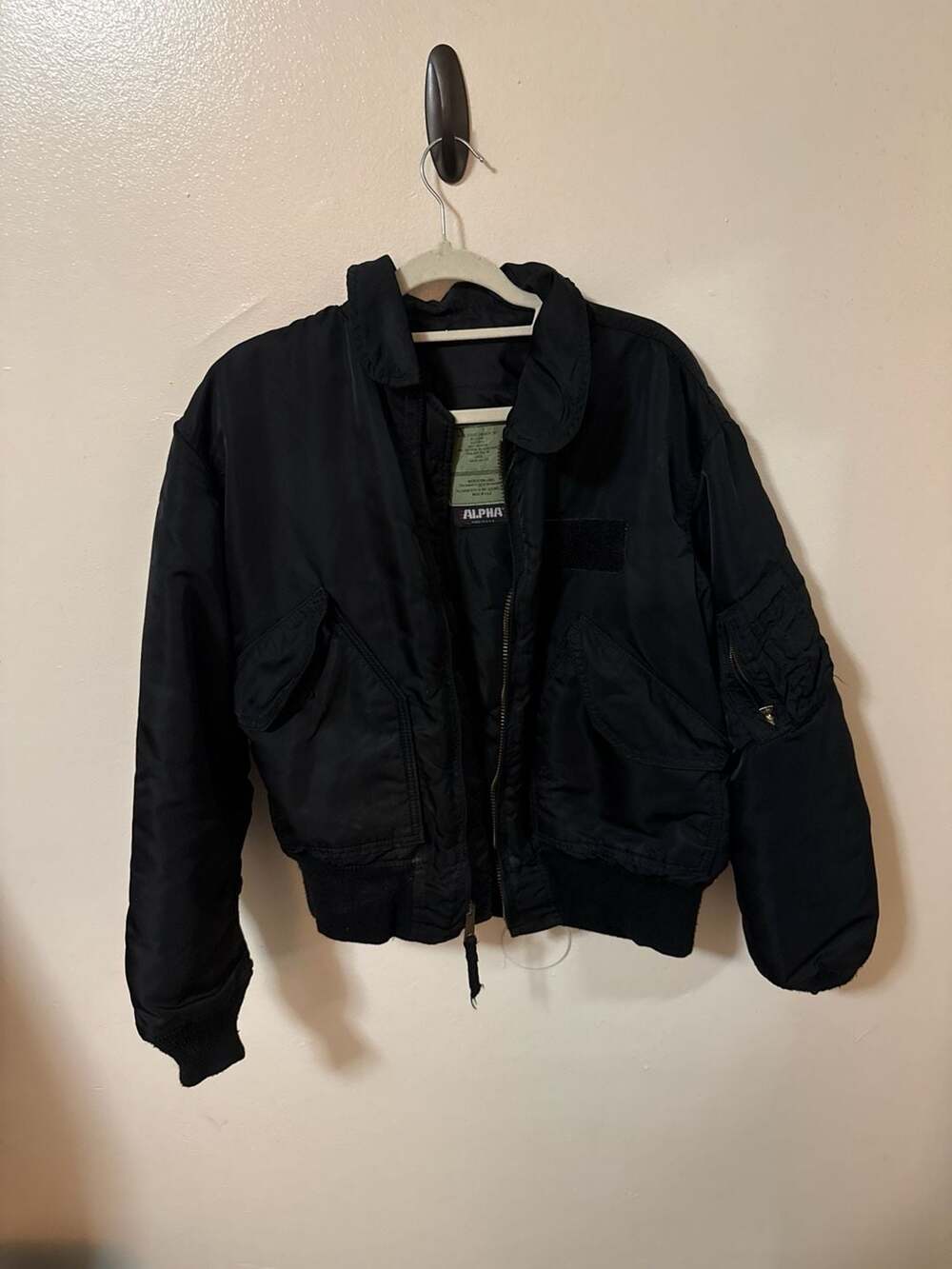 Vintage Alpha Industries Made in USA CWU-45/P Flyers Bomber Jacket Black